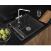 Кухонная мойка GRANULA KITCHEN SPACE RINZER кварц (5807R, ЧЕРНЫЙ)