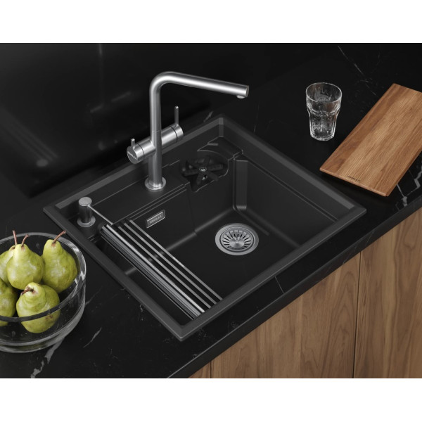 Кухонная мойка GRANULA KITCHEN SPACE RINZER кварц (5807R, ЧЕРНЫЙ)