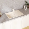 Мойкa MIXLINE МЛ-ГМУ07 (ML-GMU07) УЛЬТРА с крылом, белый камень, 735*475 мм (глуб. чаши 175) (556733)