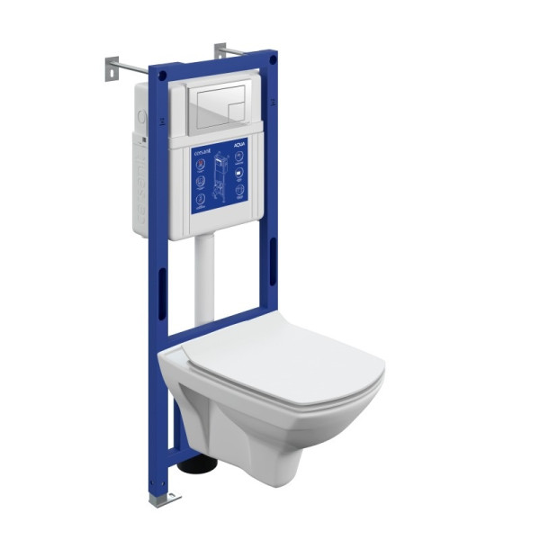 Комплект CERSANIT CARINA XL DPL EO slim инсталляция AQUA 40 SMART M кнопка CORNER пластик белый (69297)