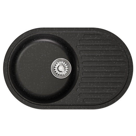 Мойка MIXLINE ML-GM16 овальная с крылом, черная 730*460*180мм (551926)