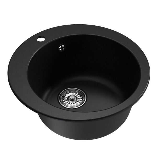 Мойкa MIXLINE ML-GM13 круглая ультра-черная (344) 495мм (глуб. чаши 200) NEW (551898)