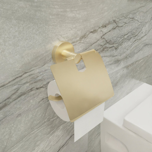 Бумагодержатель с крышкой золото-сатин Fixsen Comfort Gold (FX-87010)