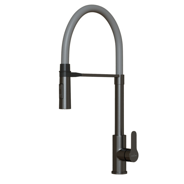 Смеситель для кухни 35k MIXLINE МЛНС-0402Г/MLSS-0402BL сер.гиб. излив магнит,п/гайку ЧЕРНЫЙ ГРАФИТ (556019)