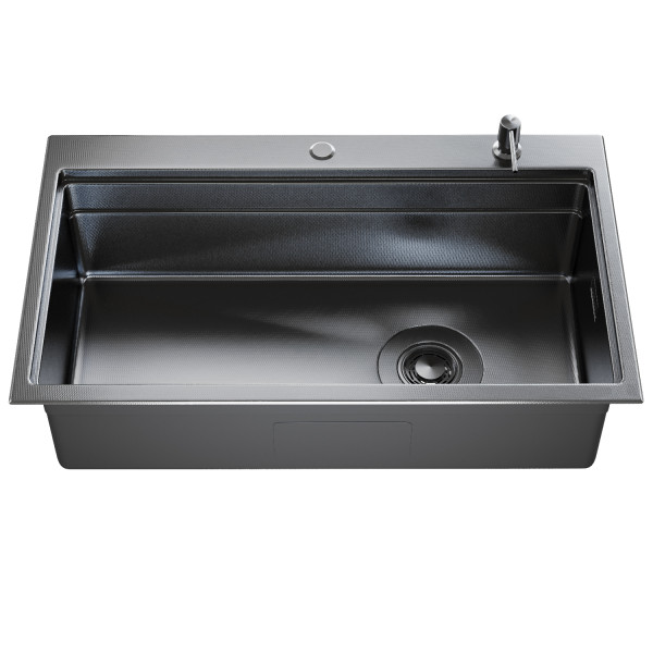 Мойка настол.монтаж MIXLINE ПРО 78х48 (1,0) вып 3 1/2" с ФАСКОЙ 21,5см с сиф.(ч граф дек)+доз+кол+р/д (558473)