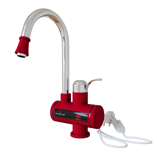 Проточный водонагреватель MIXLINE WH-003 КРАСНЫЙ (3,3 кВт, УЗО, кухня, индикатор темп) (551718)