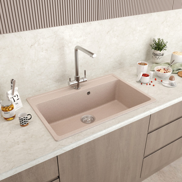 Мойка MIXLINE МЛ-ГМ33 (ML-GM33) КОМФОРТ песочная (302), 760*510*200мм (558734)