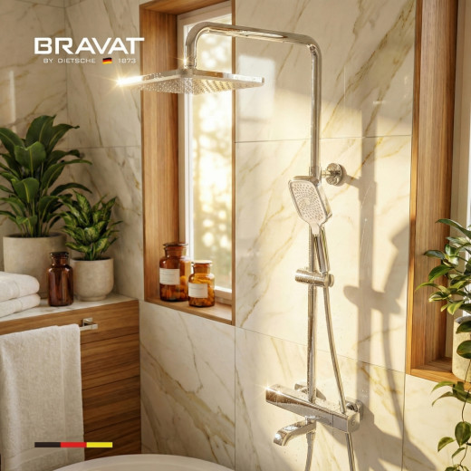 Душевая система с термостатическим смесителем цвет хром BRAVAT (F6813944CP-A-SW)