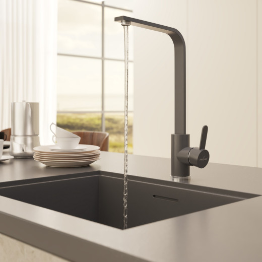 Смеситель для кухни MIXLINE ML-GS14 35к (342) графит высок. излив (550685)