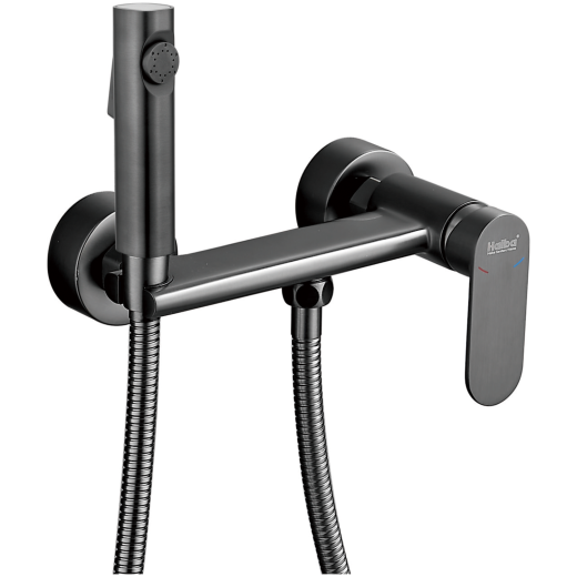 Гигиенический душ со смесителем Haiba оружейная сталь (HB5516-3)