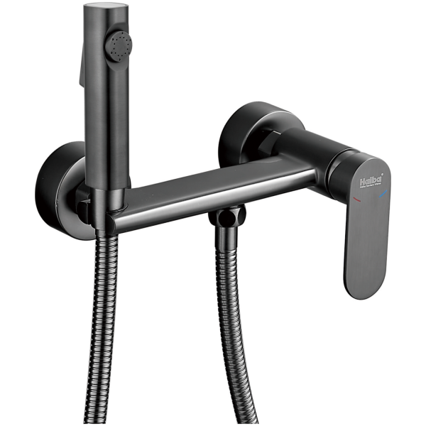 Гигиенический душ со смесителем Haiba оружейная сталь (HB5516-3)