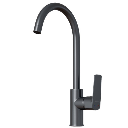 Смеситель для кухни 35k MIXLINE МЛ15-031(ML15-031GR)выс.излив б/отв бок п/гайку (без подводки)ГРАФИТ (556665)