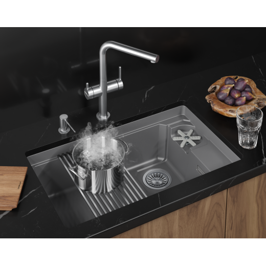 Кухонная мойка GRANULA KITCHEN SPACE RINZER кварц (7309RU, АЛЮМИНИУМ)