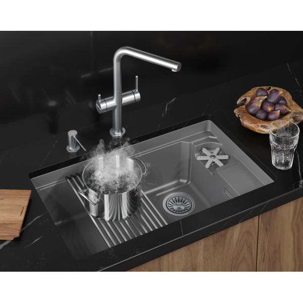 Кухонная мойка GRANULA KITCHEN SPACE RINZER кварц (7309RU, АЛЮМИНИУМ)