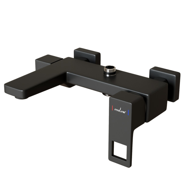 Душевая система MIXLINE ML34-06 "Solo Black" (смеситель 35К с изл+лейка 3поз.+душ.шланг+тропич.душ.) (553217)