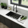Мойка подст.монтаж MIXLINE ПРО 65х44 (3,0) вып 3 1/2" 22см с сифоном (черный графит НАНО декор) (557736)