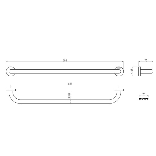 Вешалка для полотенец BRAVAT (D7394C-2-SW)
