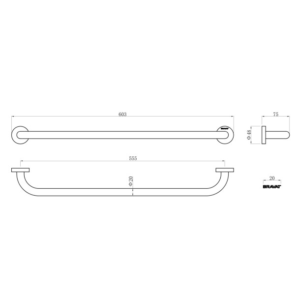 Вешалка для полотенец BRAVAT (D7394C-2-SW)