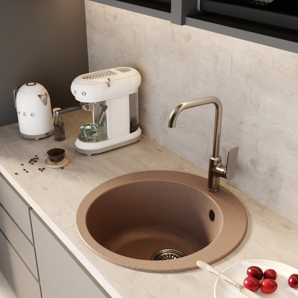 Мойкa MIXLINE ML-GM13 круглая терракотовая (307) 495мм (глуб. чаши 200) NEW (551889)