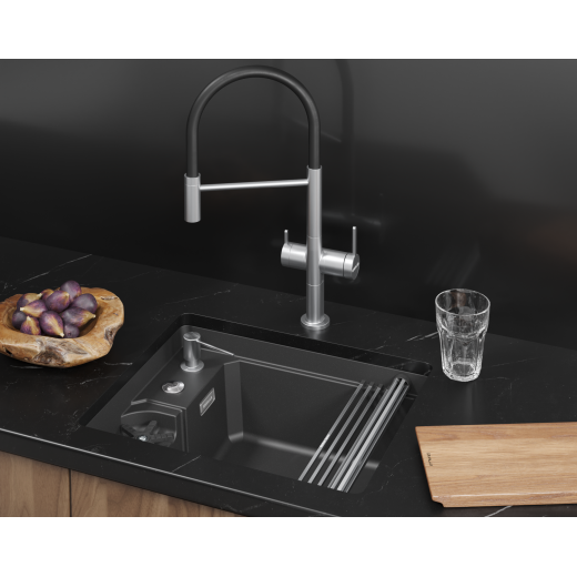 Кухонная мойка GRANULA KITCHEN SPACE RINZER кварц (5505RU, ЧЁРНЫЙ)