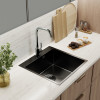 Мойка настол.монтаж MIXLINE ПРО 50х50 (2,0) вып 3 1/2" 20см с сифоном (черный графит НАНО декор) (556578)