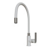 Смеситель для кухни 35к MIXLINE ML33-098 "City White" гибкий излив, б/отв, боковая ручка (553228)