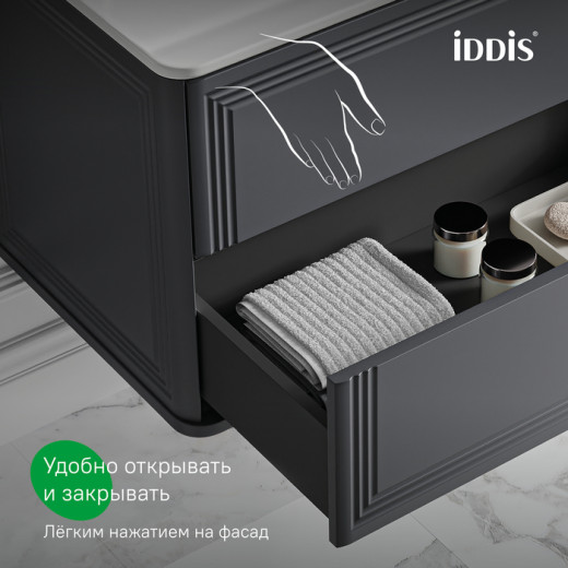 Тумба с умывальником, подвесная, 80 см, темно-серый, Oxford Neo, IDDIS, (OXN80D0i95K)