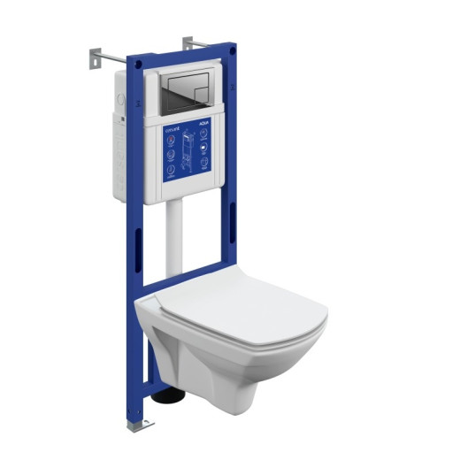 Комплект CERSANIT CARINA XL DPL EO slim инсталляция AQUA 40 SMART M кнопка CORNER пластик хром глянцевый (69310)