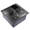 Кухонная мойка 50х50 вып 3 1/2 MIXLINE PRO 20см с сифоном черный графит НАНО (552931)