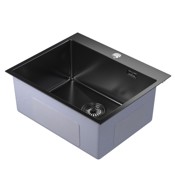 Мойка MIXLINE PRO настол.монтаж 60х50 (3,0) вып 3 1/2 22см с сифоном (черный графит) (555134)