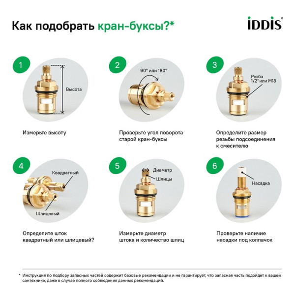 Кран-букса для смесителя IDDIS Optima Home керамика, пластик, 90°, 20 зубцов, G1/2", h=49 мм (998PP491SM)