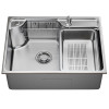 Мойка настол.монтаж MIXLINE ПРО 60х45 (1,0) вып 3 1/2" с ФАСКОЙ 21,5см с сиф.(сатин дек)+доз+кол+корз (558469)