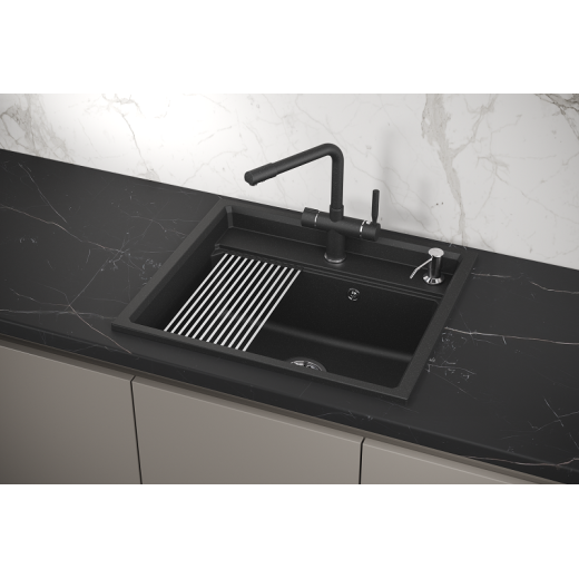 Кухонная мойка GRANULA Kitchen Space (6003, ЧЁРНЫЙ)