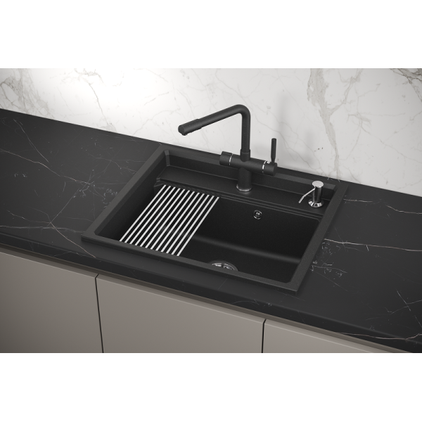 Кухонная мойка GRANULA Kitchen Space (6003, ЧЁРНЫЙ)