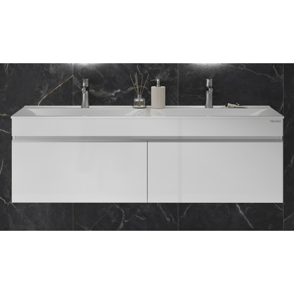 Тумба подвесная Velvex Pulsus 140 белая под раковину rkPUL.140-81 (Pulsus) (tp.PUL.PUL.140.2Y белый глянец)