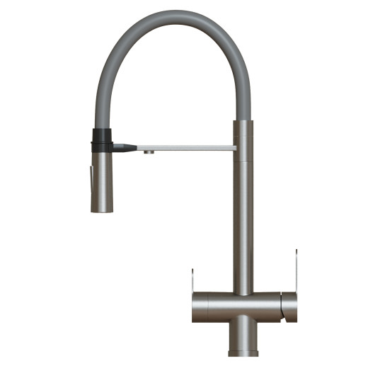Смеситель для кухни 35k MIXLINE МЛНС-0401/MLSS-0401 СЕРЫЙ гиб.изл магнит,под.к фильтру,п/гайку САТИН (556010)