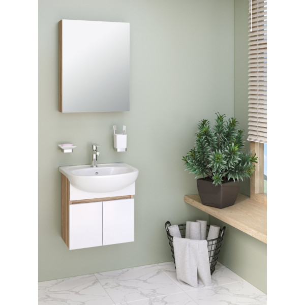 Тумба Runo Лада 50 подвесная блэквуд/белый под умывальник 00000000152 (Уют 50) (00-00004577)