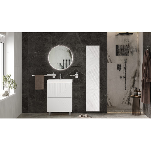 Тумба напольная Velvex Edge 60.2Y (белая) под раковину 9696-60 (tn.EDG.9696.60.2Y белый глянец)