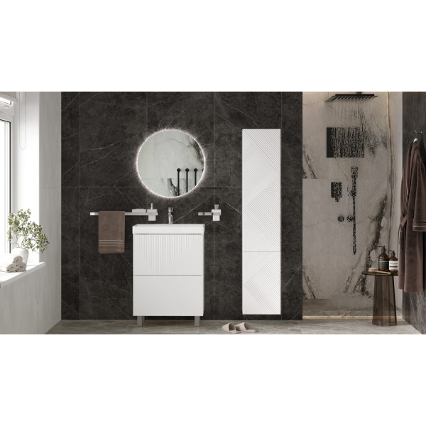 Тумба напольная Velvex Edge 60.2Y (белая) под раковину 9696-60 (tn.EDG.9696.60.2Y белый глянец)
