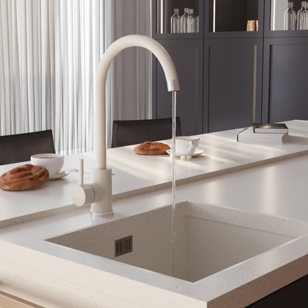 Смеситель для кухни MIXLINE ML-GS15 35к (331) белый высок. излив (550693)