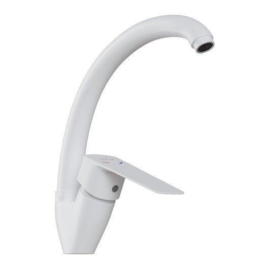 Смеситель для кухни 35k MIXLINE МЛ15-032(ML15-032W) выс.излив б/отв бок п/гайку (без подводки)БЕЛЫЙ (556659)