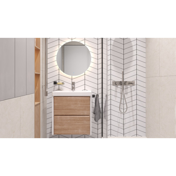 Тумба подвесная Velvex Gesso 60.2Y белый/дуб сонома под раковину 9696-60 (tp.GES.9696.60.2Y белый матовый/дуб сонома)