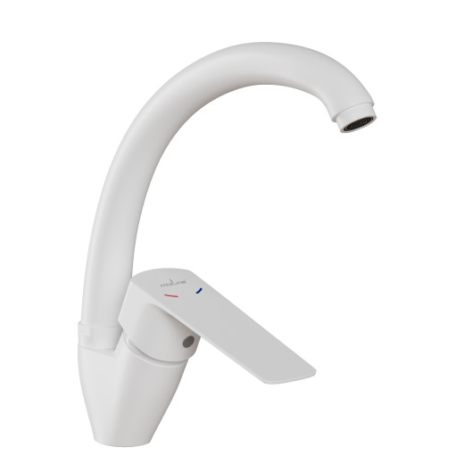 Смеситель для кухни 35k MIXLINE МЛ15-032(ML15-032W) выс.излив б/отв бок п/гайку (без подводки)БЕЛЫЙ (556659)