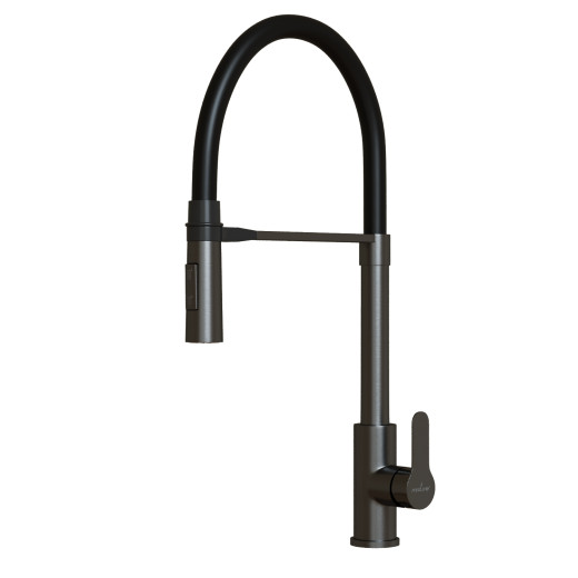Смеситель для кухни 35k MIXLINE МЛНС-0402Г (MLSS-0402BL)черн.гиб. изл магнит, п/гайку ЧЕРНЫЙ ГРАФИТ (556021)