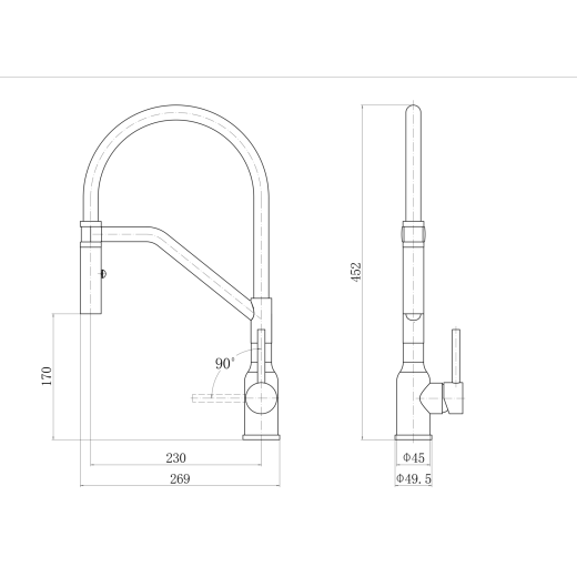 Смеситель для кухни FARADAY с магнитным креплением излива (FA-T4072-17)