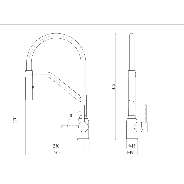 Смеситель для кухни FARADAY с магнитным креплением излива (FA-T4072-17)