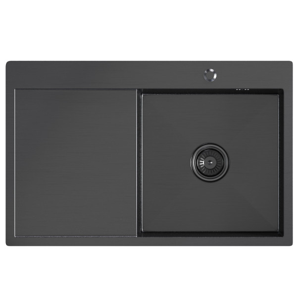 Кухонная мойка 78х50 прав. вып 3 1/2 MIXLINE PRO 20см с сифоном черный графит (552923)