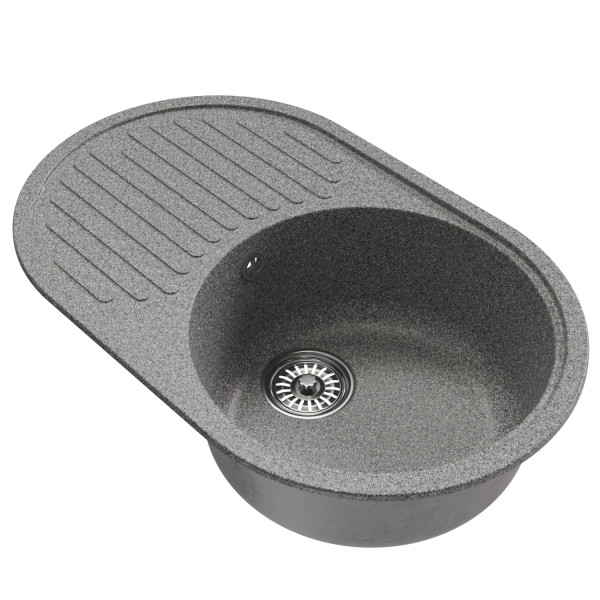 Мойка MIXLINE ML-GM16 овальная с крылом темно-серая (309) 730*460*180мм NEW (551927)
