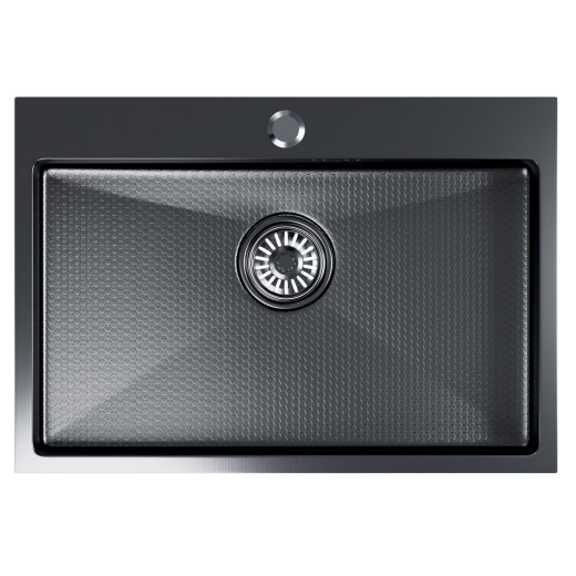Кухонная мойка 65х45  вып 3 1/2  MIXLINE PRO 22см с сифоном черный графит НАНО (552937)
