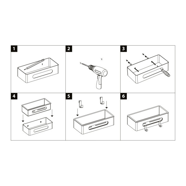 Полка для душа прямая Lemark SHELF LINE из нерж. стали с крючками, графит/вставка-пластик графит (9776045)